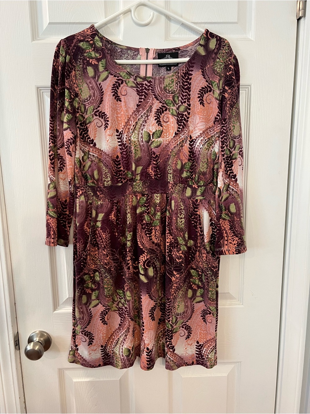 Classic Floral Print Dress in Rose and Burgundy